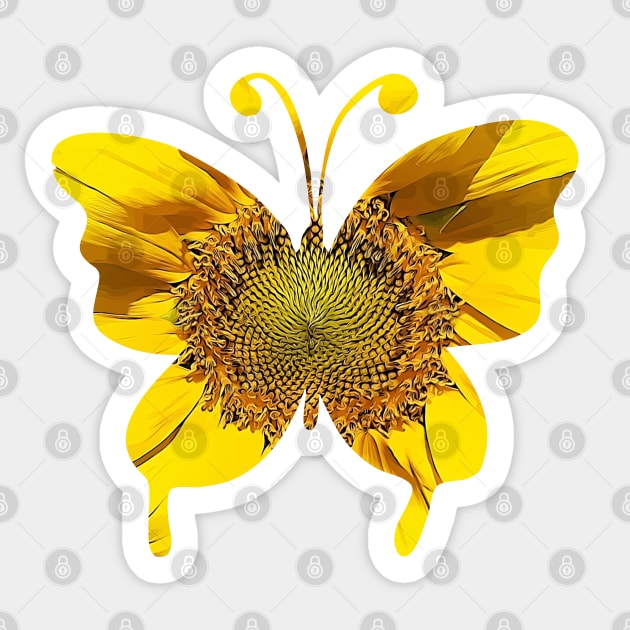 Butterfly Sunflower Sticker by Rosemarie Guieb Designs